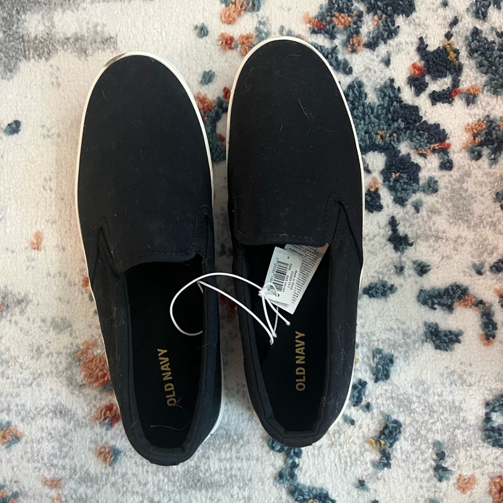 Old Navy Black Canvas Slip-on Sneakers | Brand new with tags | Size 8